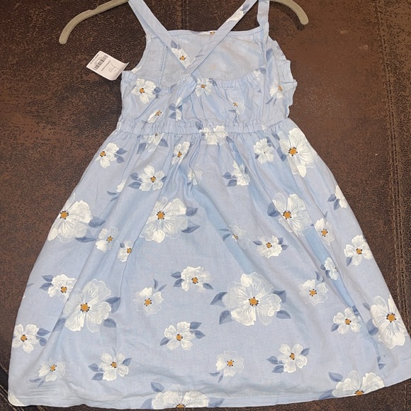 Carters Girls Light Blue and White Floral Linen Dress Size 7/7A - Picture 5 of 8